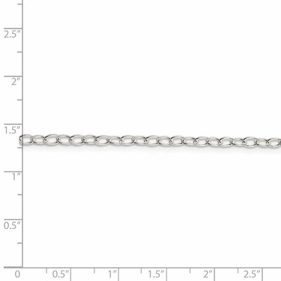 3.4mm, Sterling Silver, Solid Oval Cable Chain Necklace, 18 Inch - Picture 5 of 8